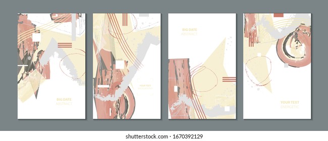 Set elegant creative pastel muted colored card templates. Collection of romantic invitations