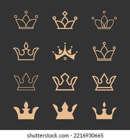 Set of elegant crown logo icon design illustration