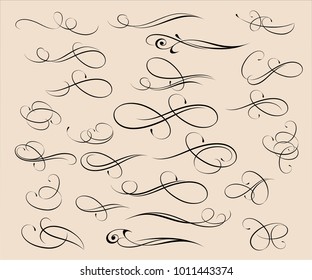 Set of elegant decorative elements. Vector illustration. 