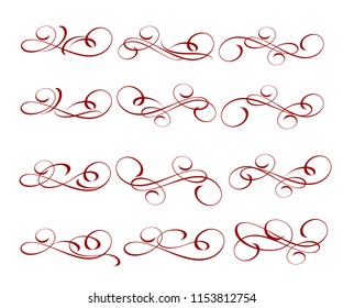 Set of elegant decorative elements. Vector illustration.