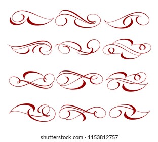 Set of elegant decorative elements. Vector illustration.