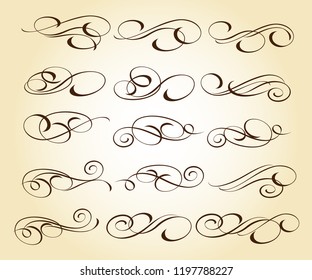 Set of elegant decorative elements. Vector illustration.