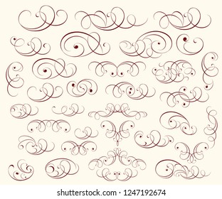 Set of elegant decorative elements. Vector illustration.