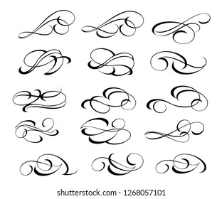 Set of elegant decorative elements. Vector illustration.