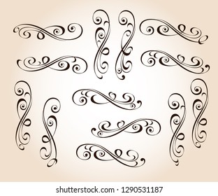 Set of elegant decorative elements. Vector illustration.