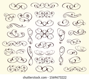 Set Elegant Decorative Filigree Elements Vector Stock Vector (royalty 