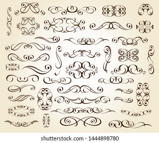 Set of elegant decorative scroll elements. Vector illustration