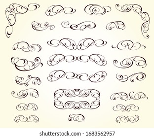 Set Of Elegant Decorative Scroll Elements. 