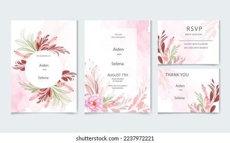 Set of elegant decorative wedding invitation card  