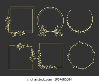 Set of elegant design elements for decorative isolated, editable elements for your sophisticated designs. Vector illustration yellow line design on black background