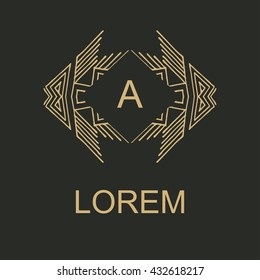 Set of elegant design. Trendy linear monogram and linear frame for justice lawyer, boutique or hotel