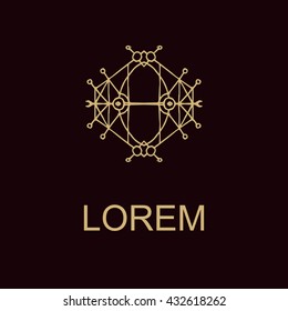 Set of elegant design. Trendy linear monogram and linear frame for justice lawyer, boutique or hotel