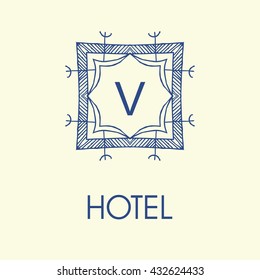 Set of elegant design. Trendy linear monogram and linear frame for justice lawyer, boutique or hotel