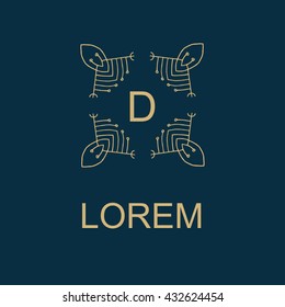 Set of elegant design. Trendy linear monogram and linear frame for justice lawyer, boutique or hotel