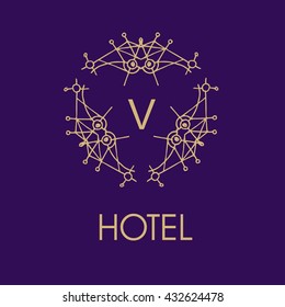 Set of elegant design. Trendy linear monogram and linear frame for justice lawyer, boutique or hotel