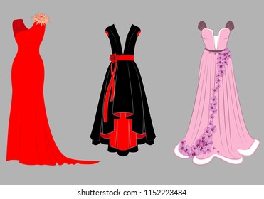Set of elegant evening dresses
