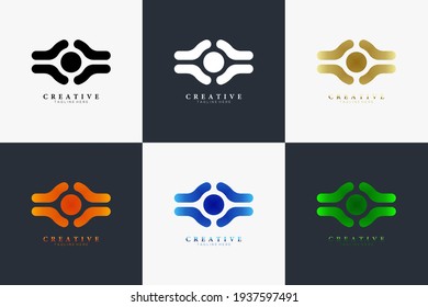 Set of elegant eye vector logo design template. Modern minimal flat design style