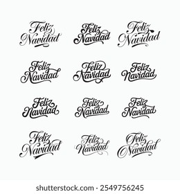 Set von eleganten Feliz Navidad Typografie Designs.