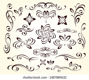 Set elegant floral design elements.