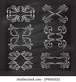 Set of elegant floral elements for your design on the chalkboard.