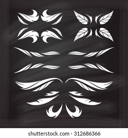 Set of elegant floral elements for your design on the chalkboard.