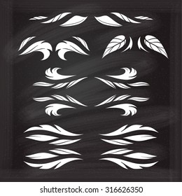 Set of elegant floral elements for your design on the chalkboard.
