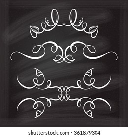 Set of elegant floral elements for your design on the chalkboard.