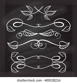 Set of elegant floral elements for your design on the chalkboard.