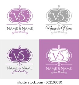 Set of elegant floral monogram design templates for one or two letters . Wedding monogram. Calligraphic elegant ornament. Business sign, monogram identity for restaurant, boutique, cafe, hotel.