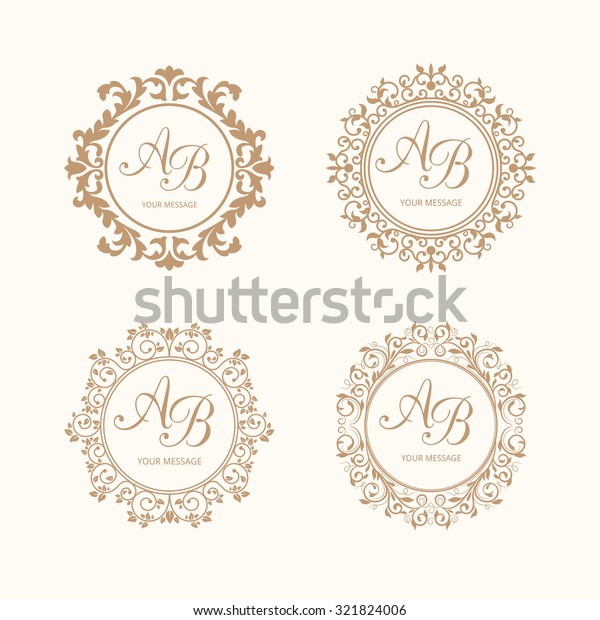 Set of elegant floral monogram design templates for\
one or two letters . Wedding monogram. Calligraphic elegant\
ornament. Business sign, monogram identity for restaurant,\
boutique, cafe, hotel