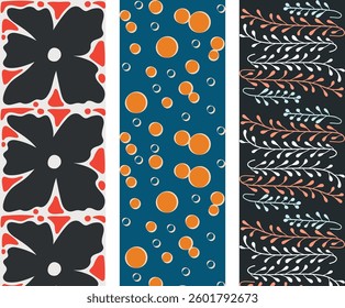 A set of Elegant Floral Seamless Pattern with Delicate Leaves for Textile and Packaging