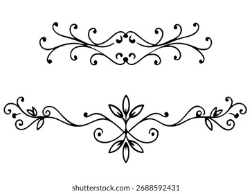 A set of elegant flourish design elements for decoration. These vintage ornaments are perfect for adding a touch of class to any project. Vector graphic art.
