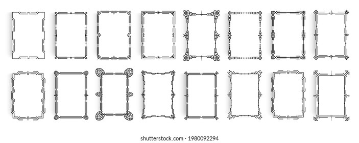 Set of elegant frame in luxury antique style, classical decoration frames for elegance invitation, premium certificate, wedding book, retro vintage and baroque artwork. Vector illustration.