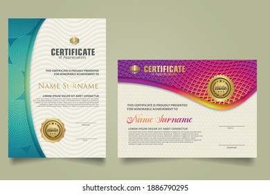 Set Elegant Futuristic Certificate Template Diploma Stock Vector ...