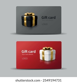 Set of elegant gift cards with a gift box. bonus card for marketing promotion for holidays, birthdays.