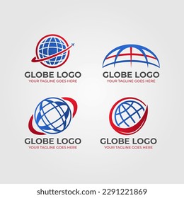 Set Elegant Globe Vector Graphic Logo Design