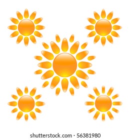 Set of elegant glossy sun icons