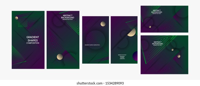 Set of elegant gold card, background, cover. Geometric frame geometric template bright graphic trendy