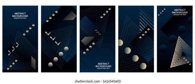 Set of elegant gold card, background, cover. Geometric frame geometric template bright graphic trendy