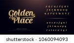 Set of Elegant Gold Colored Metal Chrome alphabet font. Typography classic style golden font set for logo, Poster, Invitation. vector illustration
