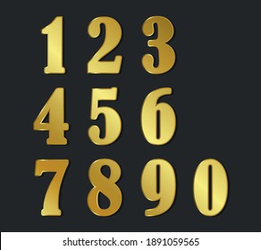 Set Of Elegant Gold Metal Numbers.