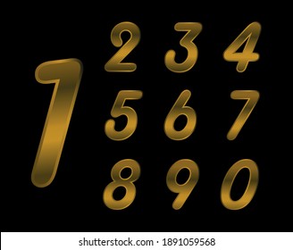 Set Of Elegant Gold Metal Numbers.