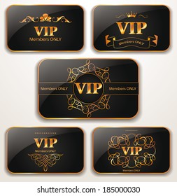 Set of elegant gold Vip cards