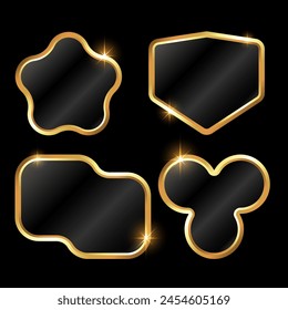 Set of elegant golden geometric frames of various shapes design