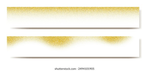 Conjunto de elegante patrón de puntos ruidosos dorados sobre papel blanco Horizontal. Textura dorada de lujo para la cubierta del libro, invitaciones, tarjetas de felicitación y boda, embalaje, fondo de los premios