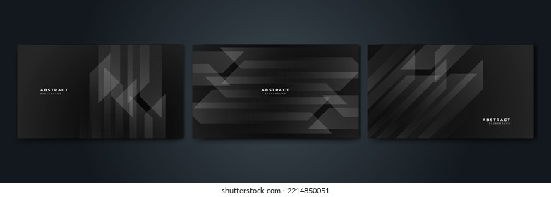 Set of Elegant gradient Abstract dark grey design background