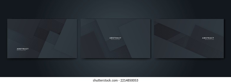 Set of Elegant gradient Abstract dark grey design background