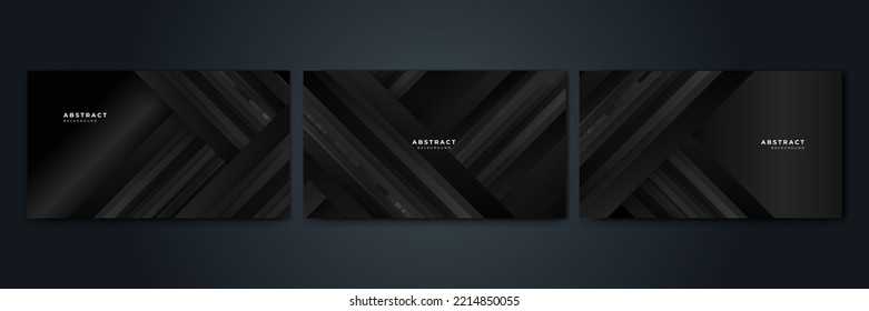 Set of Elegant gradient Abstract dark grey design background