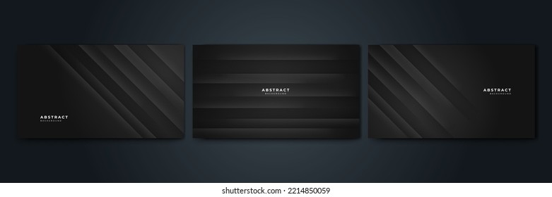 Set of Elegant gradient Abstract dark grey design background