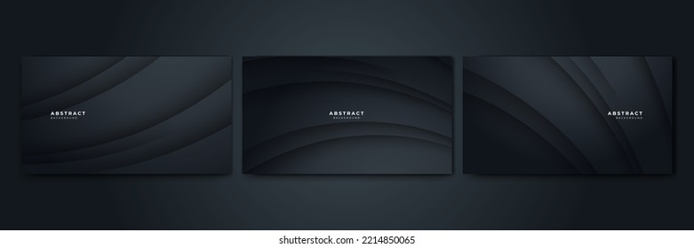 Set of Elegant gradient Abstract dark grey design background